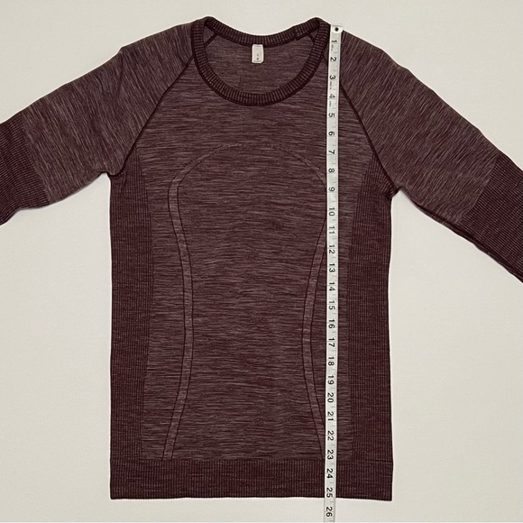 Lululemon Swiftly Wool Pullover Long Sleeve Shirt Dark Adobe/White Size 8 - Picture 11 of 14